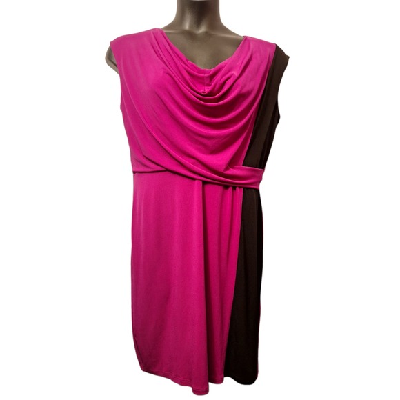 Studio I Cowl Neck Color Block Petite Dress Size PL - Picture 1 of 6